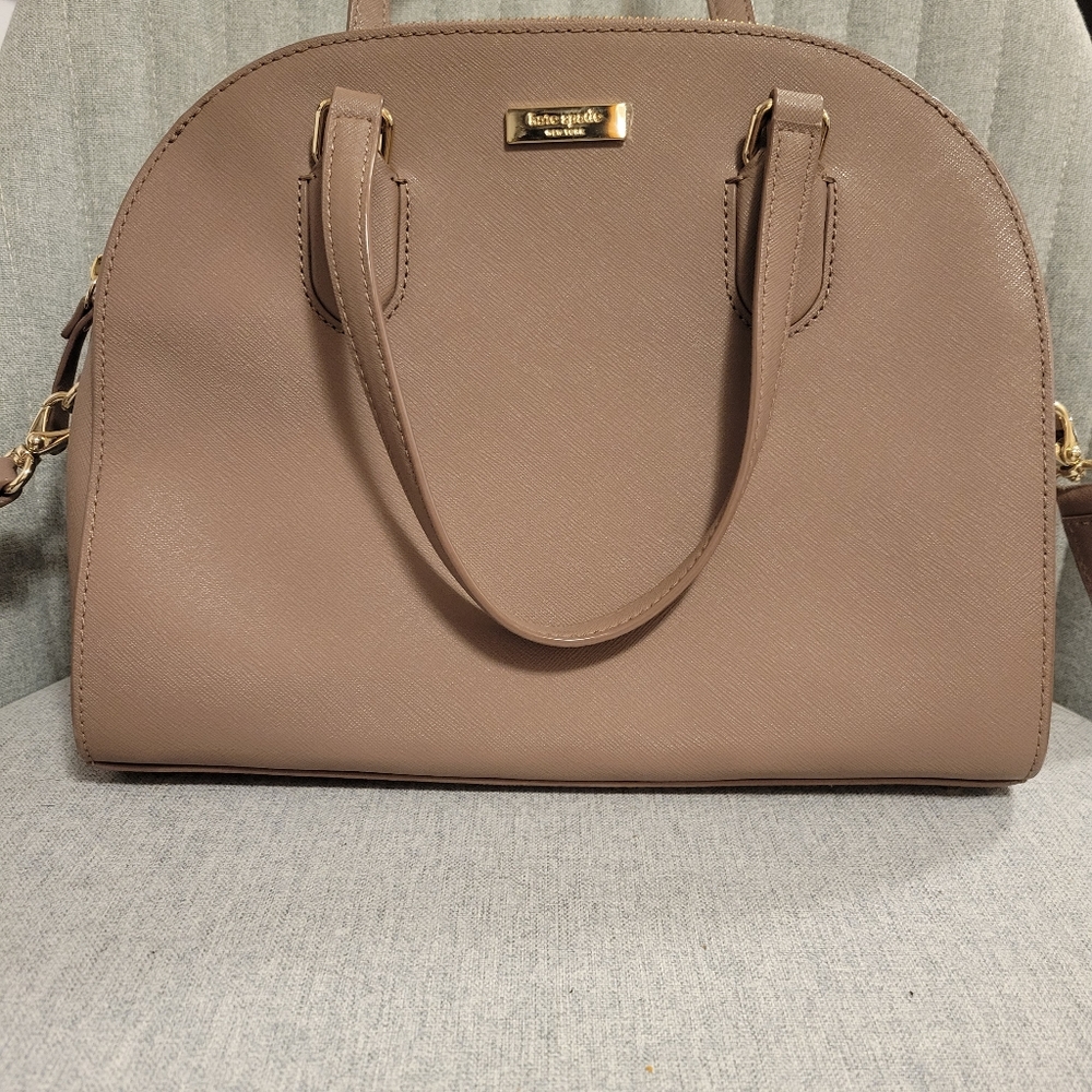 Kate Spade Crossbody Laurel Way Reiley Dome Taupe Leather Satchel